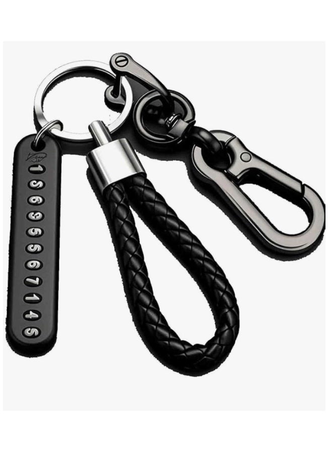 [One Anti-Loss Car Keychain] Anti-Loss Car Keychain With Phone Number Tag - Alloy, Non-Braided Design For Easy Key Retrieval - Image 1